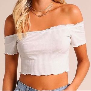 NWOT Lettuce Edge Off the Shoulder Ribbed Crop Top